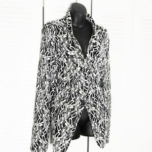 Alya Black & White Unlined Knit Lace Jacket